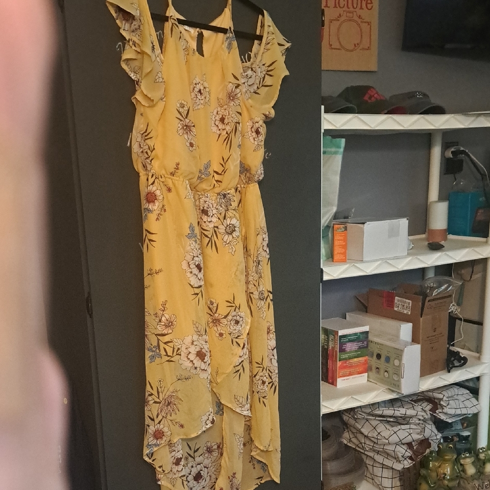 Maurices Yellow Floral High Low Dress